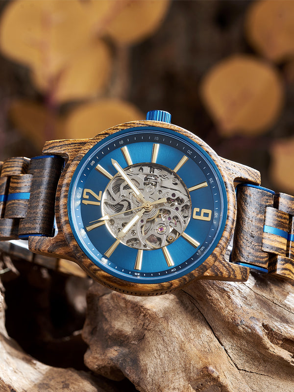 Montre en Bois Homme Mécanique - Bouleau Montre en Bois Homme Mécanique - Bouleau