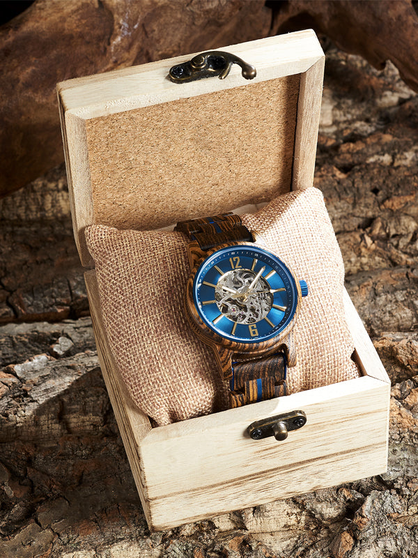 Montre en Bois Homme Mécanique - Bouleau Montre en Bois Homme Mécanique - Bouleau