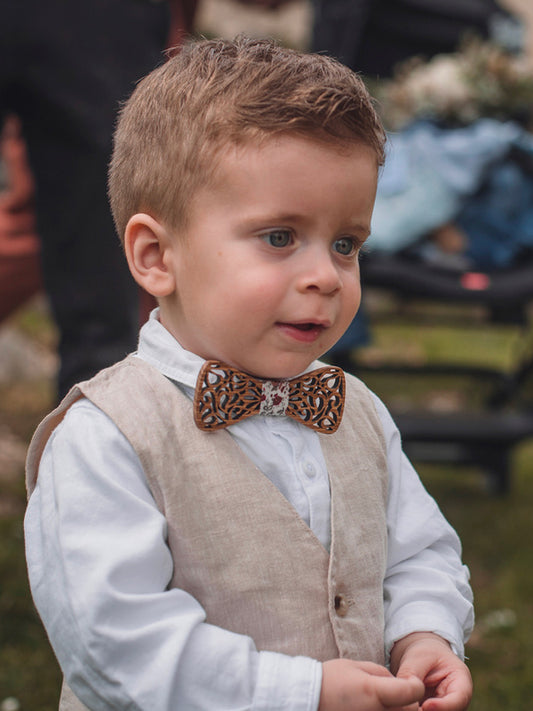 Noeud Papillon en Bois Enfant - Camelia