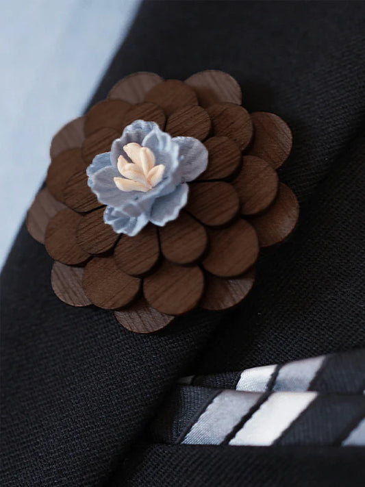 Broche en Bois fleur Homme - Picea