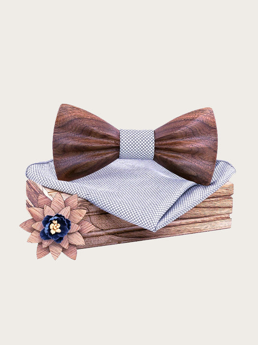 Coffret Noeud Papillon en Bois + Broche en Bois Homme - Oranger - Wood&Chic