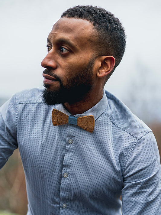 Coffret Noeud Papillon + Boutons de manchette en Bois Homme - Pterocarya - Wood&Chic