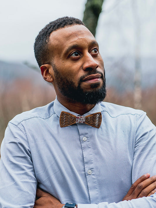 Coffret Noeud Papillon en Bois + Boutons de manchette + Broche en Bois Homme - Pacanier - Wood&Chic