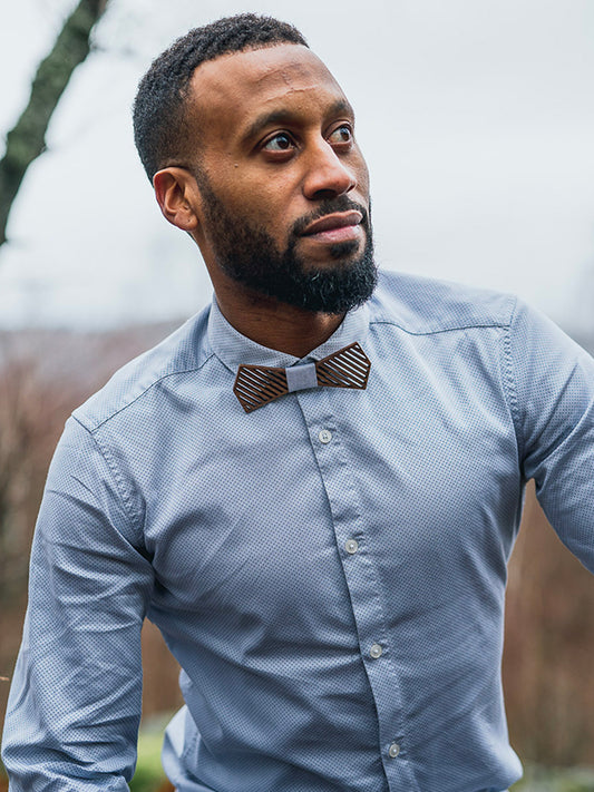 Coffret Noeud Papillon en Bois + Boutons de manchette + Broche en Bois Homme - Pommier - Wood&Chic