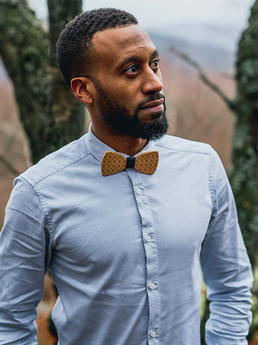 Coffret Noeud Papillon en Bois + Boutons de manchette en Bois Homme - Rhubarbe - Wood&Chic