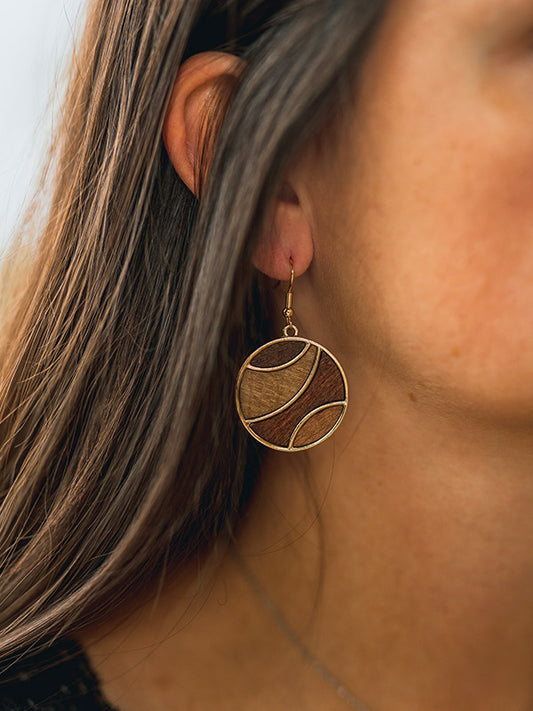 Boucles d'Oreilles en Bois Femme - Crocus