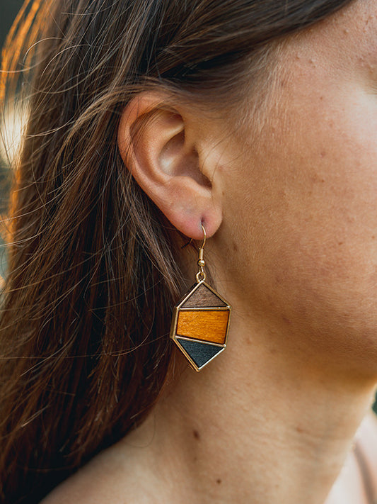 Boucles d'Oreilles en Bois Femme - Dahlia