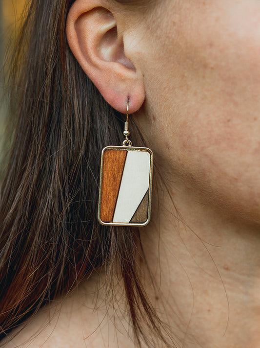 Boucles d'Oreilles en Bois Femme - Lotus