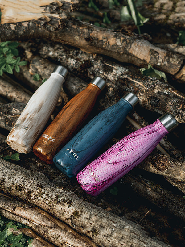 Bouteille Isotherme en Inox effet Bois - Gommier - Wood&Chic