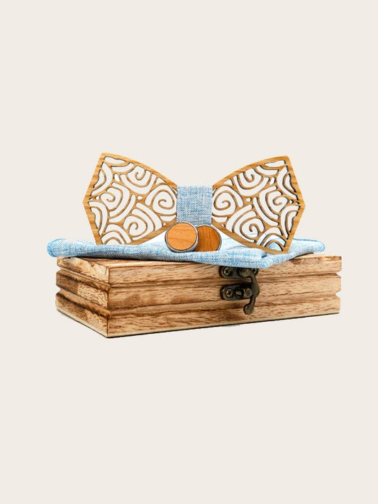 Coffret Noeud Papillon + Boutons de manchette en Bois Homme - Hickory - Wood&Chic