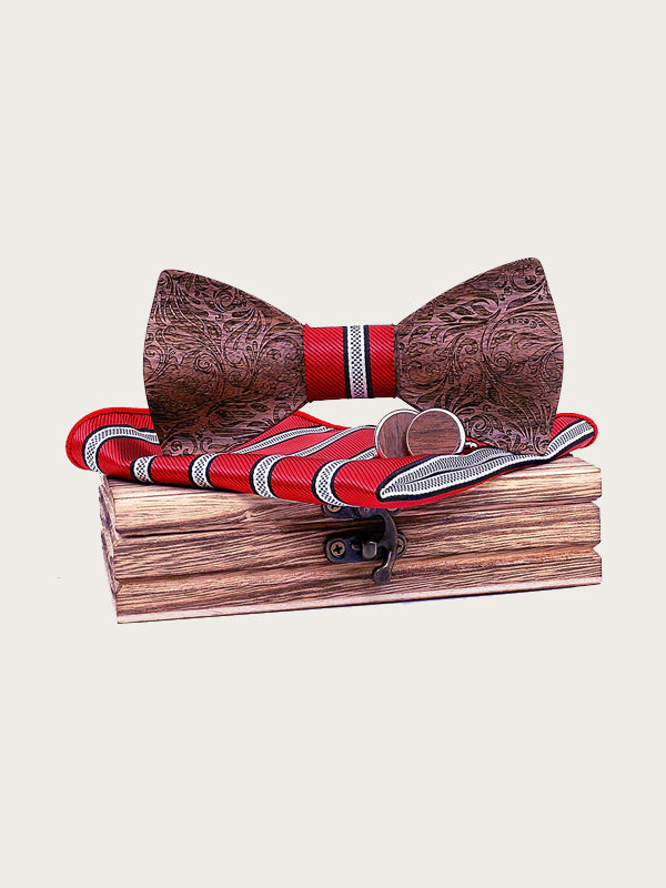 Coffret Noeud Papillon en Bois + Boutons de manchette en Bois Homme - Aralia - Wood&Chic