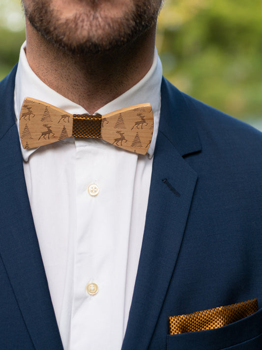 Coffret Noeud Papillon en Bois + Boutons de manchette en Bois Homme - Christmas - Wood&Chic