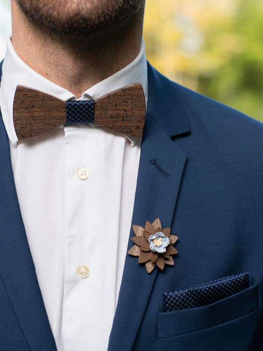 Coffret Noeud Papillon en Bois + Boutons de manchette + Broche en Bois Homme - Cotinus - Wood&Chic