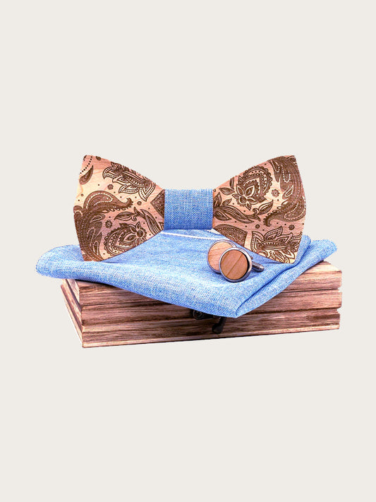 Coffret Noeud Papillon en Bois + Boutons de manchette en Bois Homme - Davidia - Wood&Chic