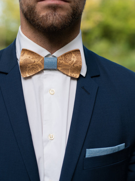 Coffret Noeud Papillon en Bois + Boutons de manchette en Bois Homme - Davidia - Wood&Chic