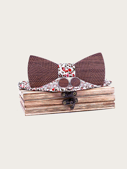 Coffret Noeud Papillon + Boutons de manchette en Bois Homme - Manitoba - Wood&Chic