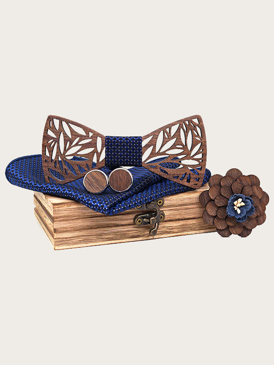 Coffret Noeud Papillon + Boutons de manchette + Broche en Bois Homme - Moabi - Wood&Chic