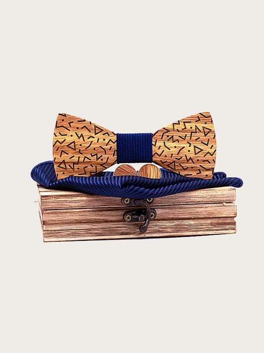 Coffret Noeud Papillon en Bois + Boutons de manchette en Bois Homme - Nerprun - Wood&Chic