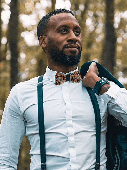 Coffret Noeud Papillon en Bois + Boutons de manchette + Broche en Bois Homme - Rosa - Wood&Chic