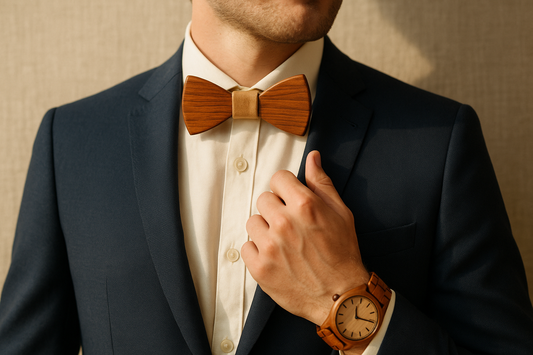 Comment le nœud papillon en bois sublime-t-il un look élégant lors d’un mariage ?