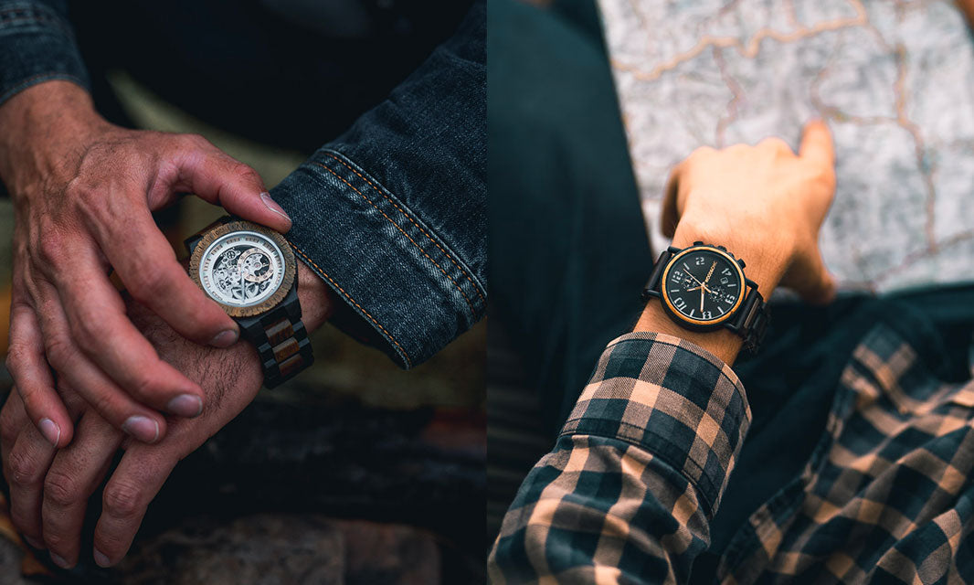 montre en bois mécanique et quartz