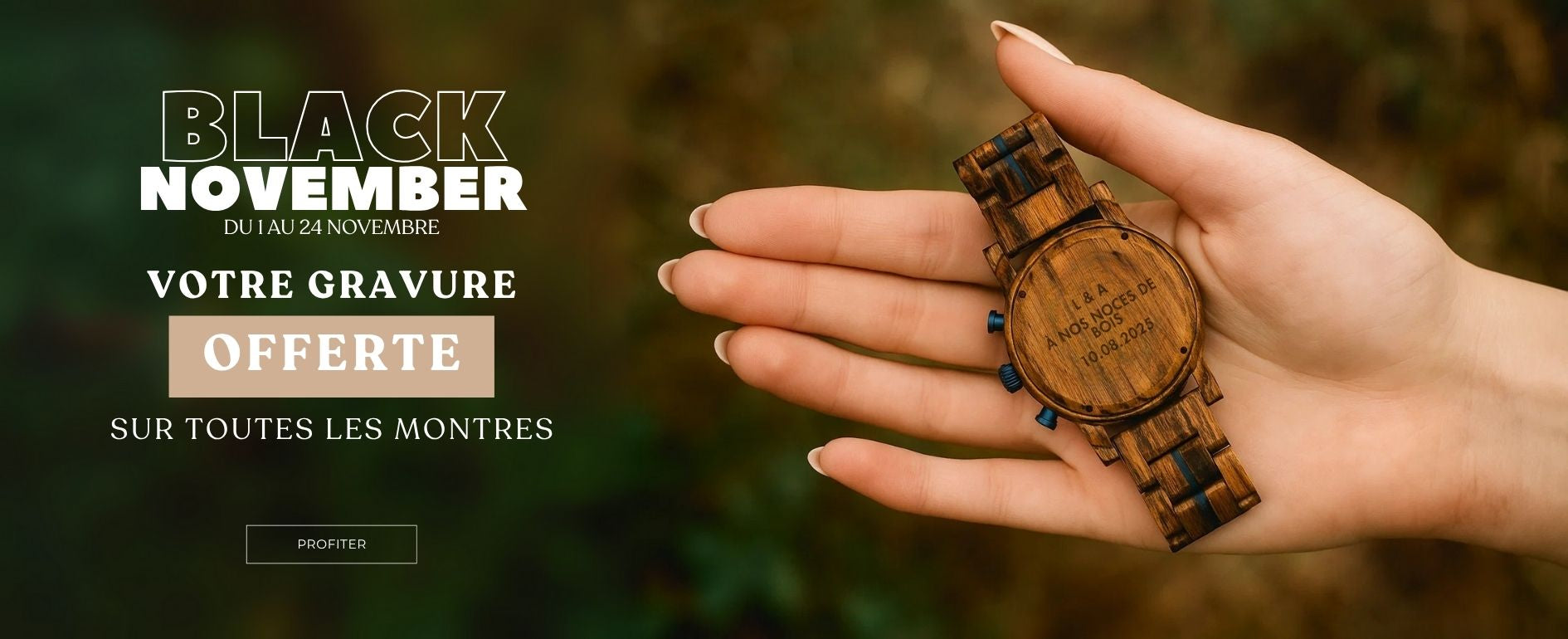 black november montres en bois gravure offerte wood&chic