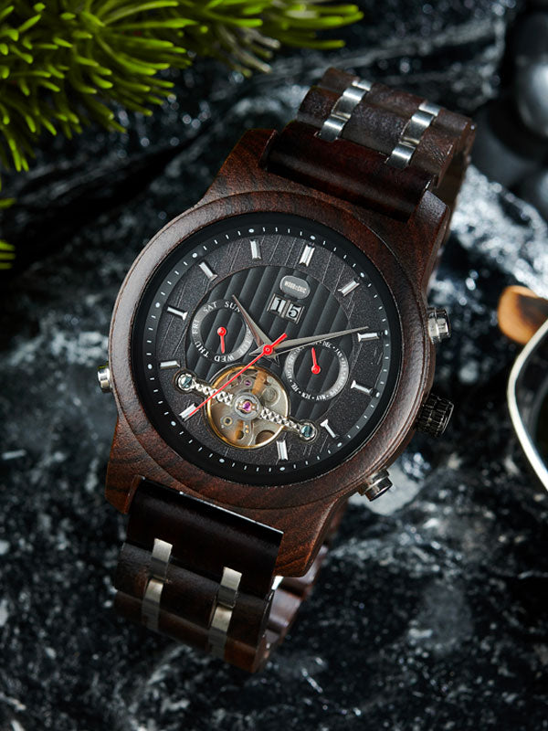 Montre en Bois Homme Mécanique - Mangoustanier