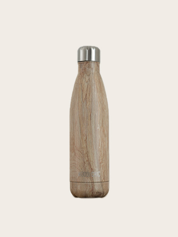 Bouteille Isotherme en Inox effet Bois - Hêtre - Wood&Chic