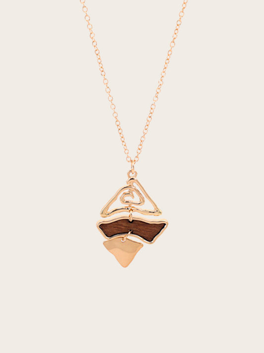 Collier En Bois Avec Pendentif Feuille - Longueur Réglable 40-70 Cm, Fait Main, Cordon Noir Imitation Cuir