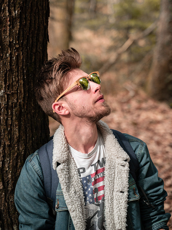 Lunettes de Soleil en Bois UV400 Unisexe - Kiwi - Wood&Chic