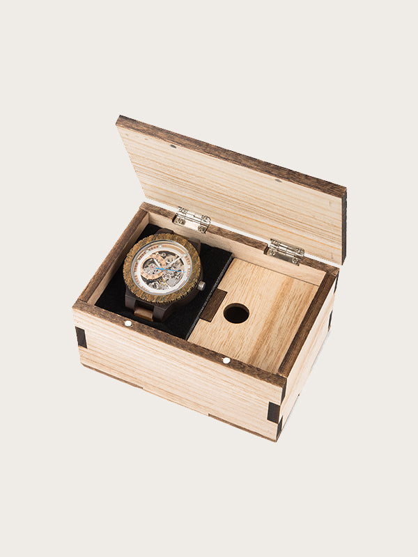 Montre en bois mécanique automatique ATB multifonction pour femme