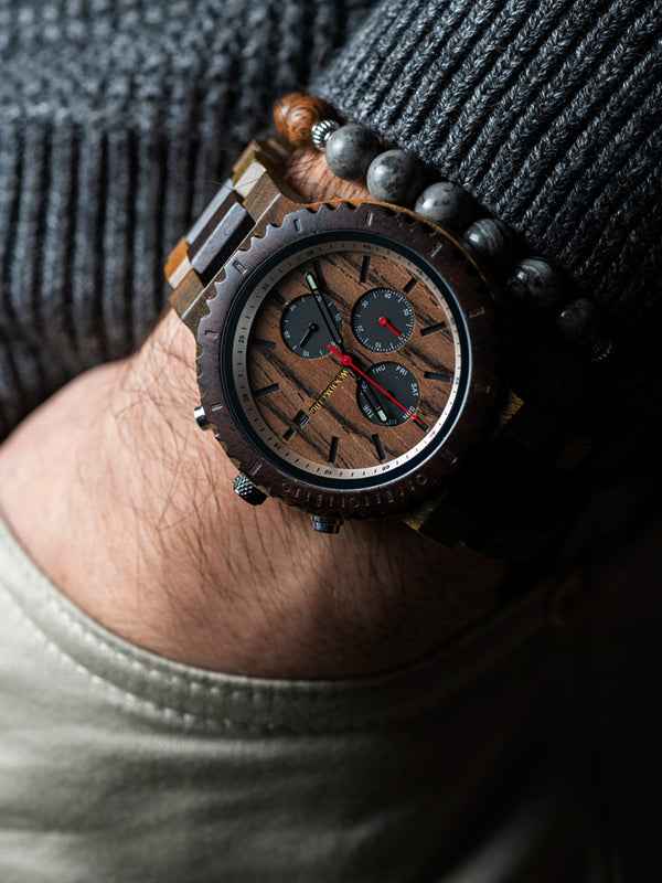 Montre en Bois Homme à Quartz - Acajou - Wood&ChicMontre en Bois Homme à Quartz - Acajou