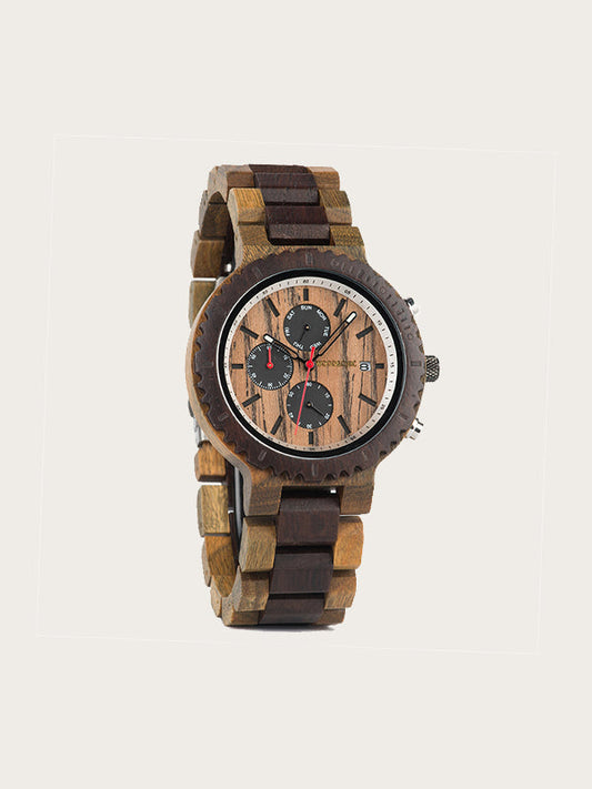 Montre en Bois Homme à Quartz - Acajou - Wood&Chic