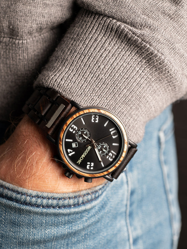 Montre en Bois Homme à Quartz - Merisier - Wood&Chic