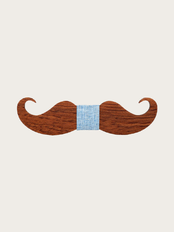 Noeud Papillon en Bois Homme - Moustache Brune - Wood&Chic