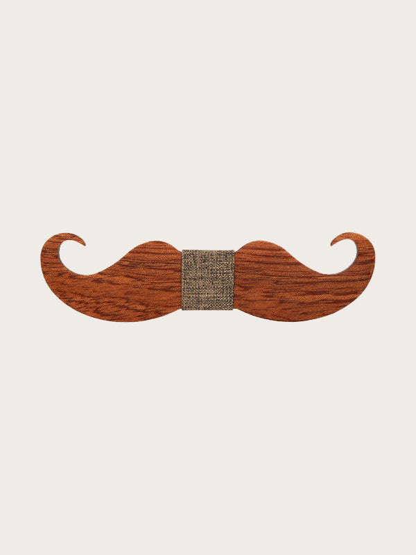 Noeud Papillon en Bois Homme - Moustache Brune - Wood&Chic