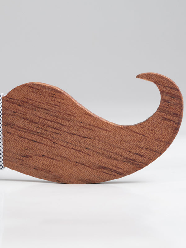 Noeud Papillon en Bois Homme - Moustache Brune - Wood&Chic