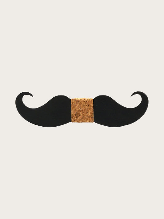 Noeud Papillon en Bois Homme - Moustache Noire - Wood&Chic