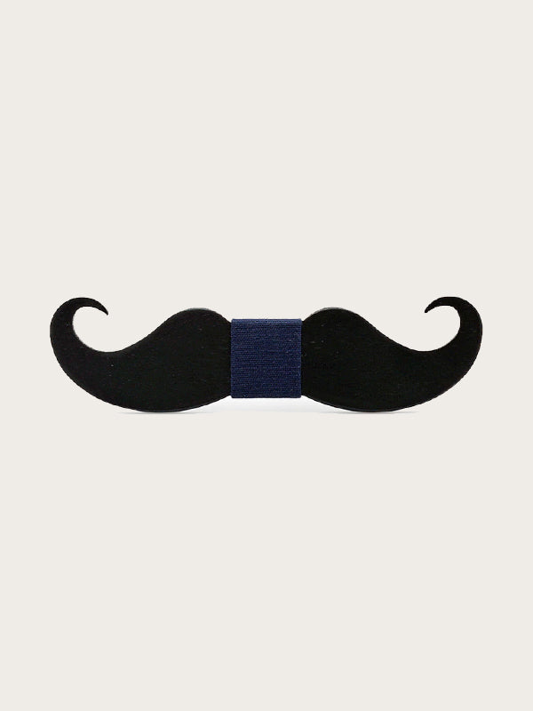 Noeud Papillon en Bois Homme - Moustache Noire - Wood&Chic