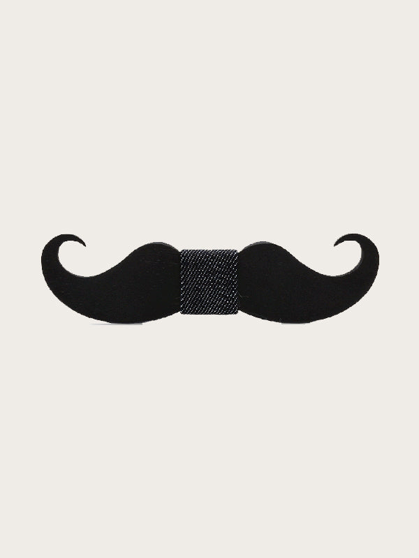 Noeud Papillon en Bois Homme - Moustache Noire - Wood&Chic