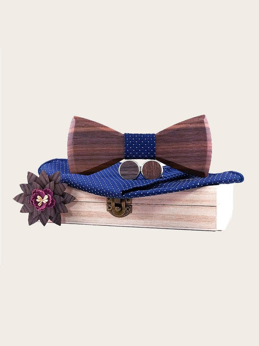 Coffret Noeud Papillon + Boutons de manchette + Broche en Bois Homme - Spruce - Wood&Chic