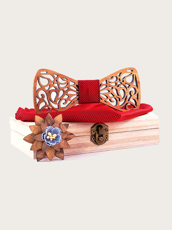 Coffret Noeud Papillon en Bois + Broche en Bois Homme - Camelia - Wood&Chic