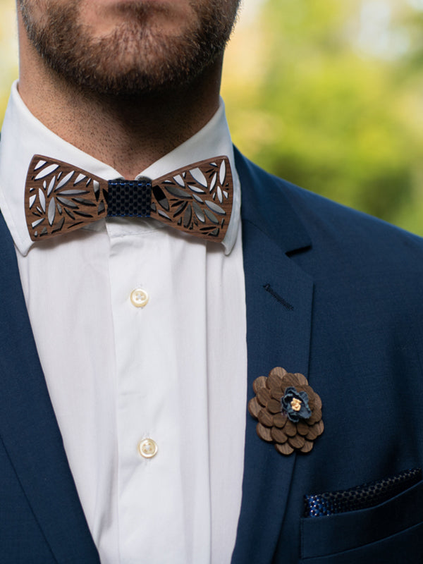 Coffret Noeud Papillon + Boutons de manchette + Broche en Bois Homme - Moabi - Wood&Chic