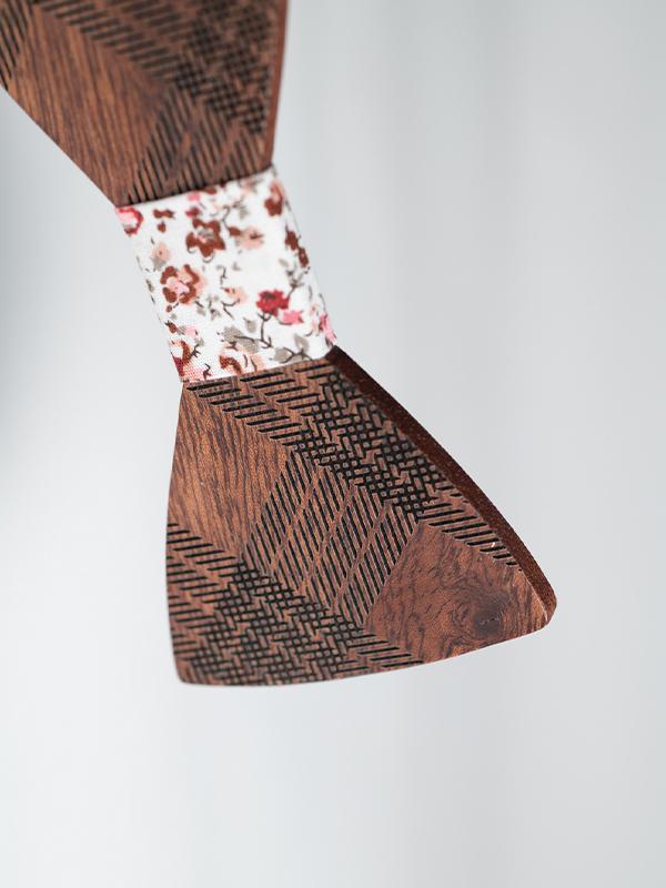 Coffret Noeud Papillon en Bois + Boutons de manchette en Bois Homme - Tartan - Wood&Chic
