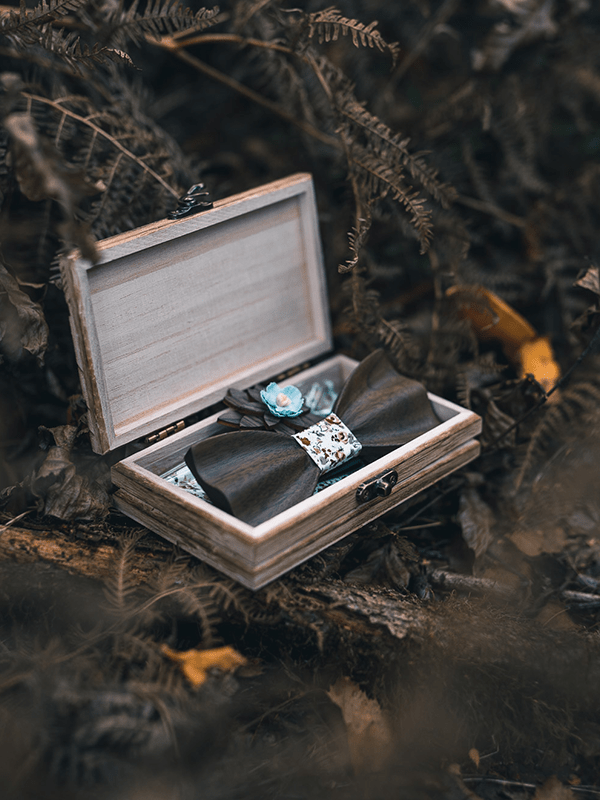 HZQIFEI Élégant Ensemble Noeud Papillon Bois 3 Pièces - Nœud Papillon, Boutons De Manchette & Carré De Poche Pour Mariage Et Soirée Business