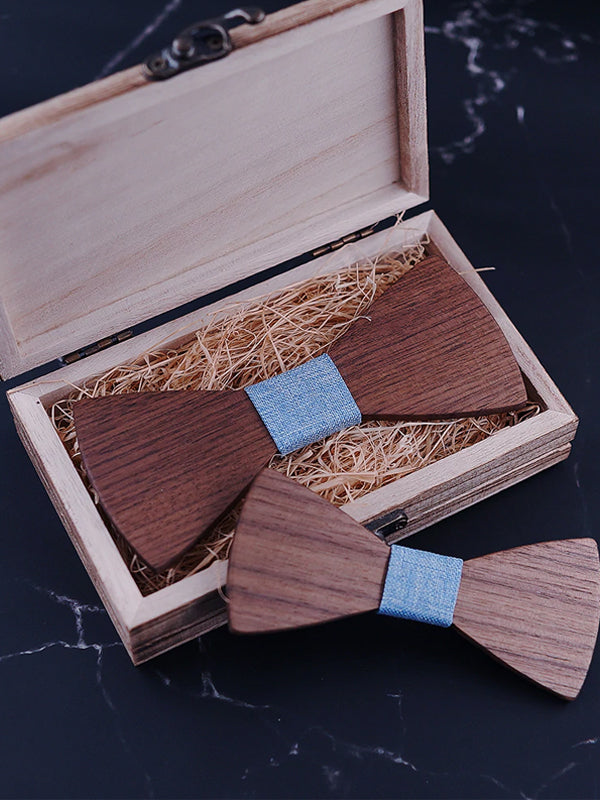 Coffret Noeuds Papillon en Bois Père & Fils - Hydrangea - Wood&Chic