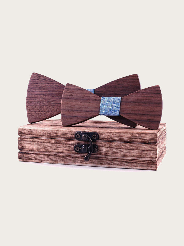 Coffret Noeuds Papillon en Bois Père & Fils - Hydrangea - Wood&Chic