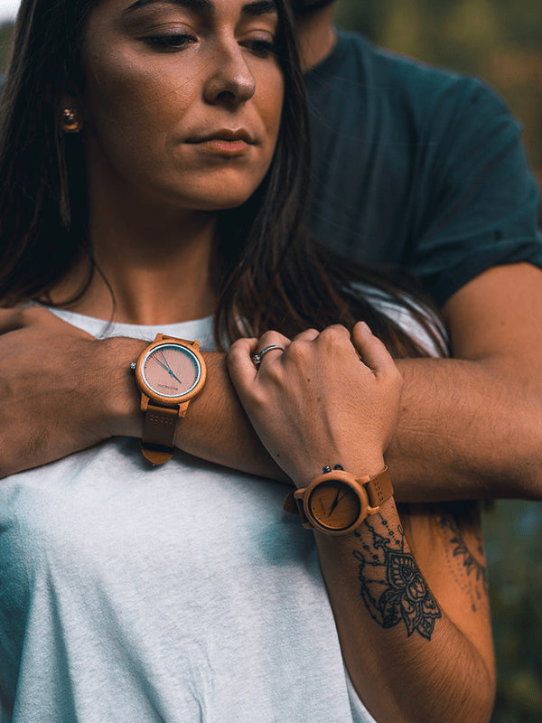 Montre en Bois Femme à Quartz - Pivoine