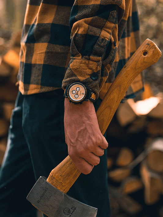 Montre en Bois Homme à Quartz - Fusain