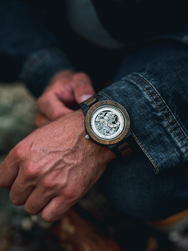 Montre en bois mécanique automatique ATB multifonction pour femme